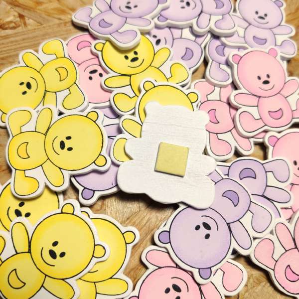 Orsetti di Legno Colorati – Decorazioni per Bomboniere Nascita, Baby Shower e Battesimo